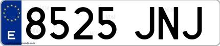 Ejemplo de matrícula española 8525 JNJ