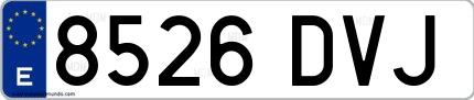 Ejemplo de matrícula española 8526 DVJ