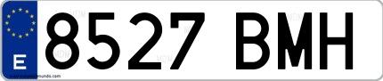 Ejemplo de matrícula española 8527 BMH