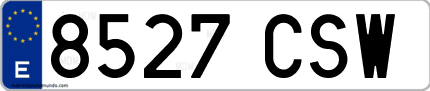 Ejemplo de matrícula de coche ordinaria 8527 CSW