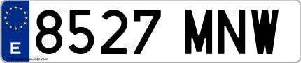 Ejemplo de matrícula española 8527 MNW