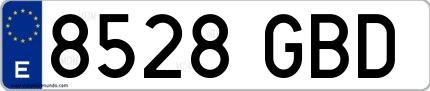 Ejemplo de matrícula española 8528 GBD