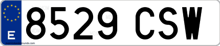 Ejemplo de matrícula de coche ordinaria 8529 CSW