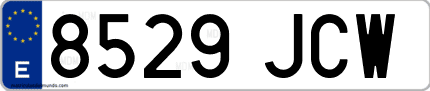 Ejemplo de matrícula de coche ordinaria 8529 JCW