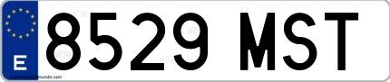 Ejemplo de matrícula española 8529 MST