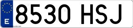 Ejemplo de matrícula española 8530 HSJ