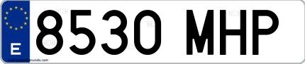 Ejemplo de matrícula española 8530 MHP