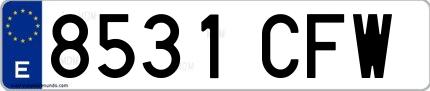 Ejemplo de matrícula española 8531 CFW