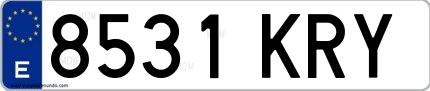 Ejemplo de matrícula española 8531 KRY