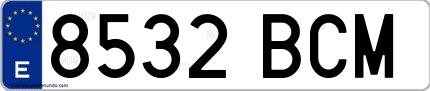 Ejemplo de matrícula española 8532 BCM