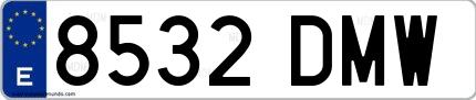 Ejemplo de matrícula española 8532 DMW