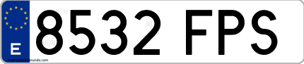 Ejemplo de matrícula de coche ordinaria 8532 FPS