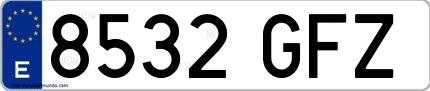 Ejemplo de matrícula española 8532 GFZ