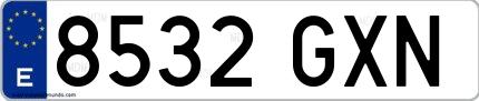 Ejemplo de matrícula española 8532 GXN