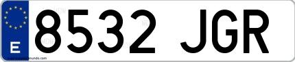 Ejemplo de matrícula española 8532 JGR