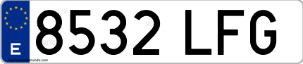Ejemplo de matrícula de coche ordinaria 8532 LFG