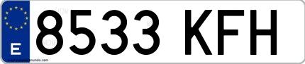 Ejemplo de matrícula española 8533 KFH