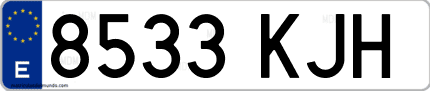 Ejemplo de matrícula de coche ordinaria 8533 KJH