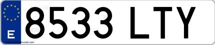 Ejemplo de matrícula española 8533 LTY