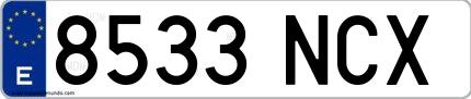 Ejemplo de matrícula española 8533 NCX