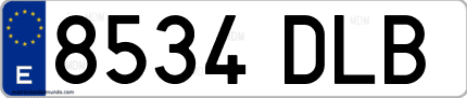 Ejemplo de matrícula de coche ordinaria 8534 DLB