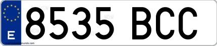 Ejemplo de matrícula española 8535 BCC