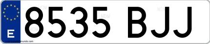 Ejemplo de matrícula española 8535 BJJ