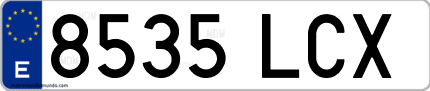 Ejemplo de matrícula de coche ordinaria 8535 LCX