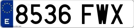 Ejemplo de matrícula española 8536 FWX