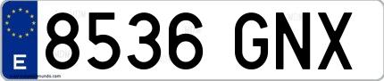 Ejemplo de matrícula española 8536 GNX