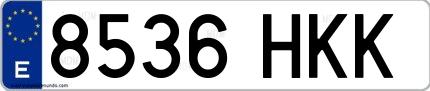 Ejemplo de matrícula española 8536 HKK