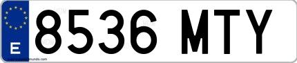 Ejemplo de matrícula española 8536 MTY