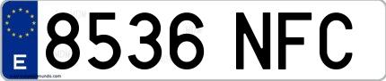 Ejemplo de matrícula española 8536 NFC