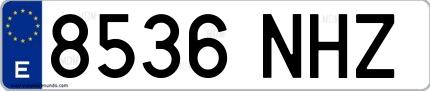 Ejemplo de matrícula española 8536 NHZ