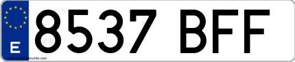 Ejemplo de matrícula española 8537 BFF