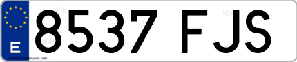 Ejemplo de matrícula de coche ordinaria 8537 FJS