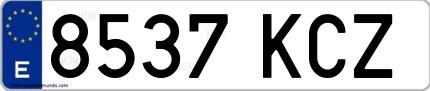 Ejemplo de matrícula española 8537 KCZ
