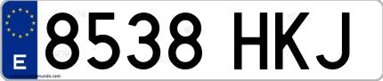 Ejemplo de matrícula española 8538 HKJ