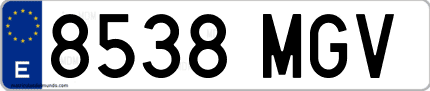 Ejemplo de matrícula de coche ordinaria 8538 MGV