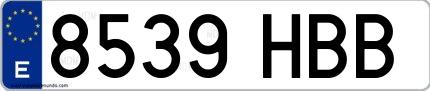 Ejemplo de matrícula española 8539 HBB