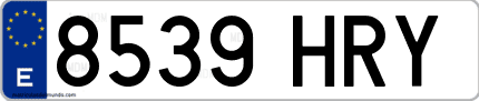 Ejemplo de matrícula de coche ordinaria 8539 HRY