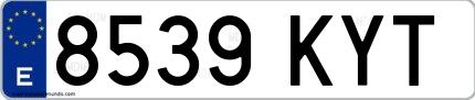 Ejemplo de matrícula española 8539 KYT