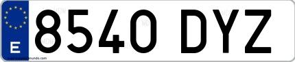 Ejemplo de matrícula española 8540 DYZ