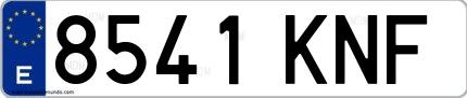 Ejemplo de matrícula española 8541 KNF