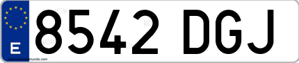 Ejemplo de matrícula de coche ordinaria 8542 DGJ