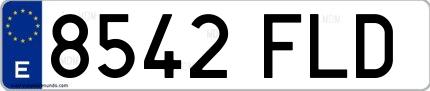 Ejemplo de matrícula española 8542 FLD