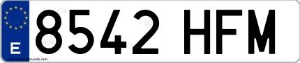Ejemplo de matrícula española 8542 HFM