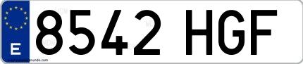 Ejemplo de matrícula española 8542 HGF