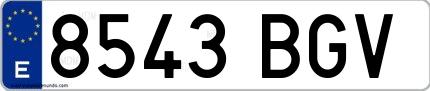 Ejemplo de matrícula española 8543 BGV