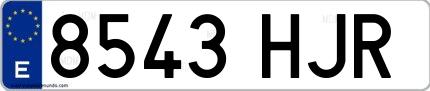 Ejemplo de matrícula española 8543 HJR